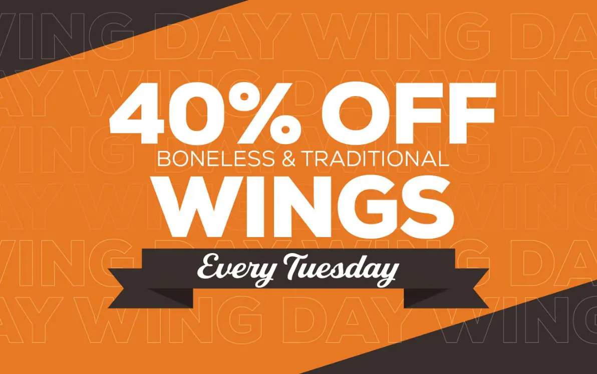40% Off Wings Every Tuesday