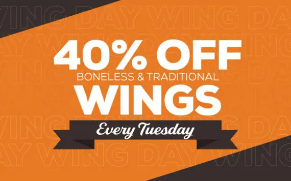 40% Off Boneless & Traditional Wings