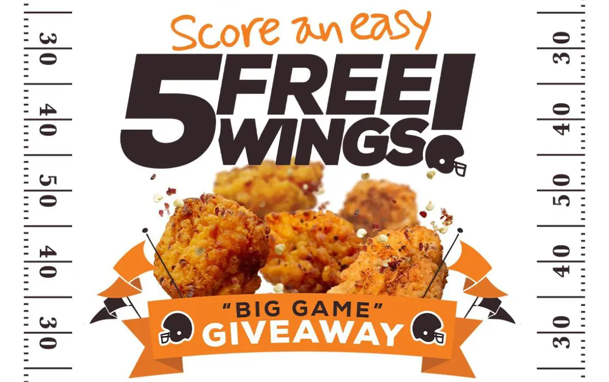 Score 5 FREE Wings with our Big Game Giveaway